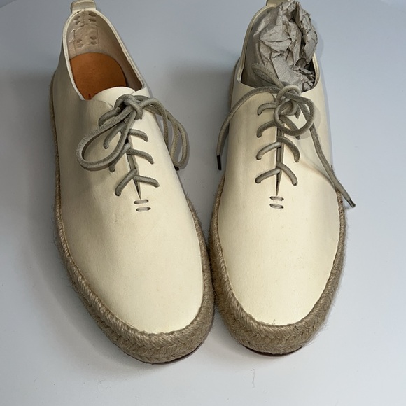 🥿NWT FEIT WOMENS ESPADRILLE TIE UP SHOES HAND SEWN IN COURT WHITE SIZE 40 - Picture 7 of 13